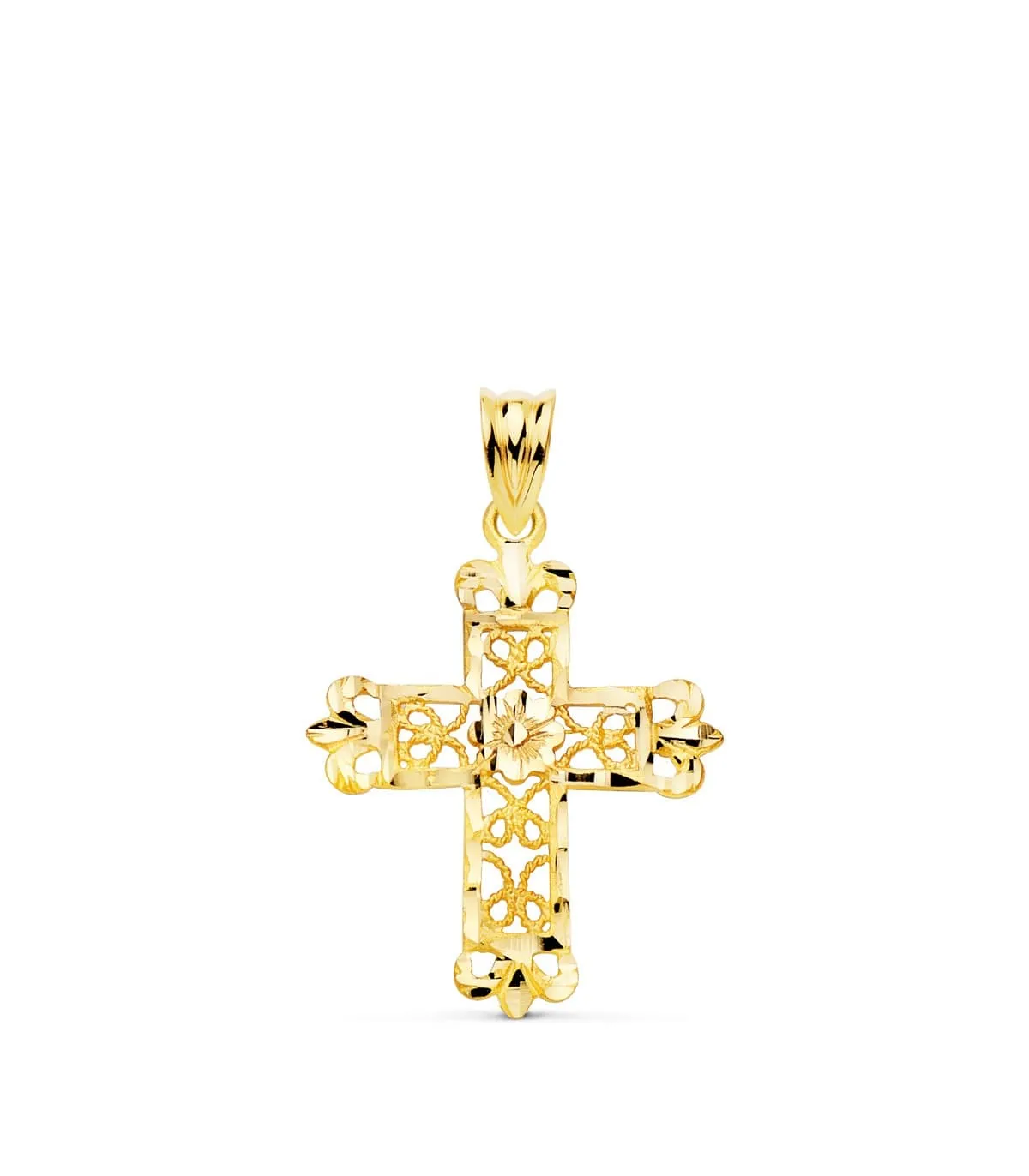 Pendentif Croix Filigrane Or 18K 27mm
